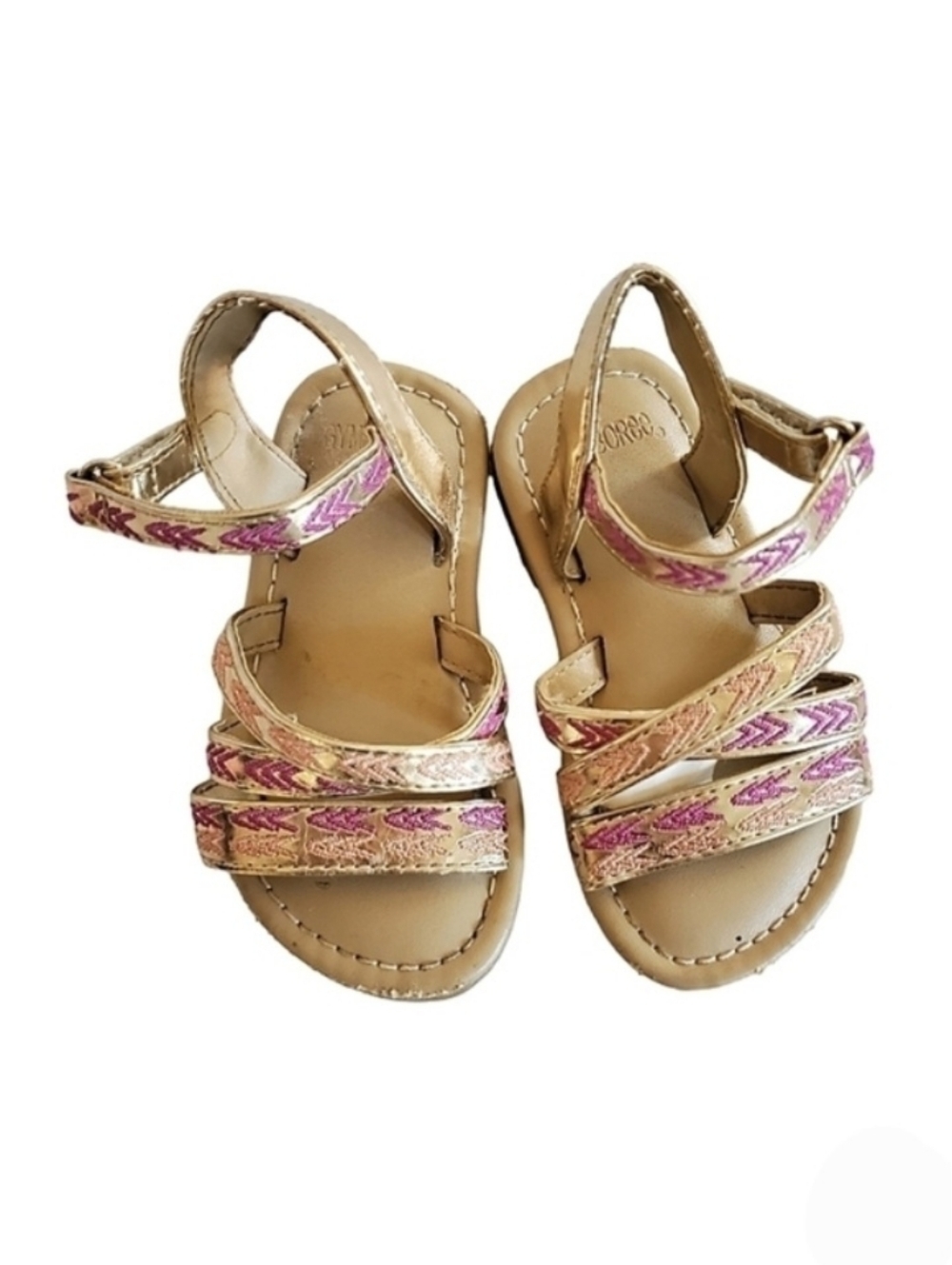 Gymboree Girls Sandals Tan Gold Pink Size 5